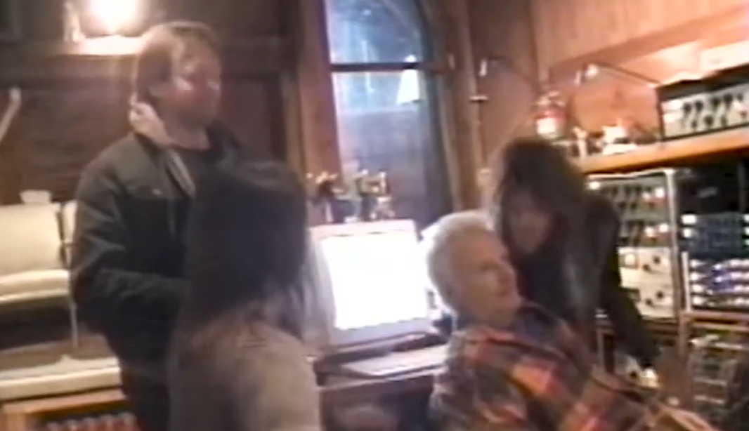 Marti Frederiksen, Joey Kramer and Steven Tyler in the control room