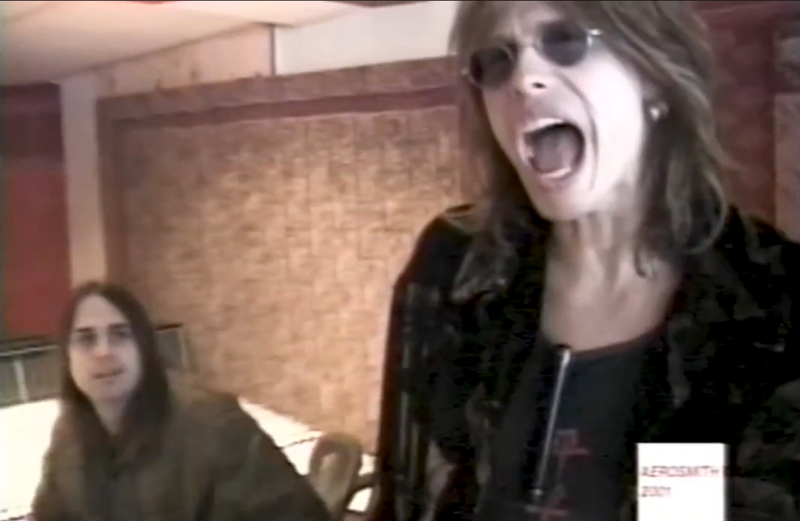 Marti Frederiksen and Steven Tyler in the studio